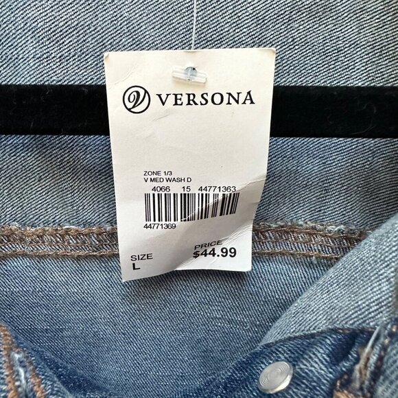 NWT Versona Denim Long Shirt Dress Jacket Long Sleeve Distressed Boho Size L‎ - Picture 6 of 7